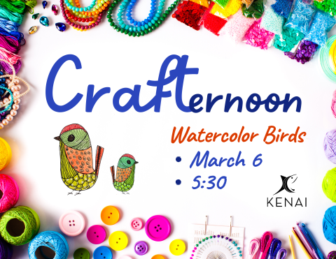 Crafternoon Watercolor Birds event flyer