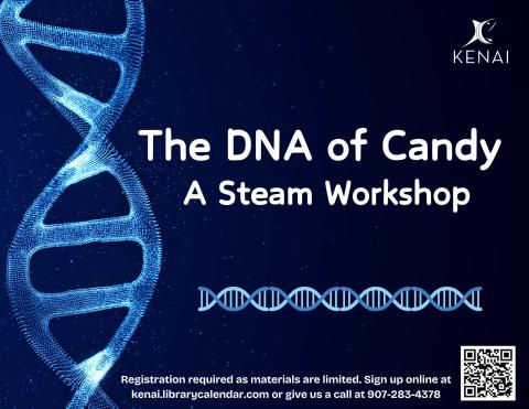 White text on blue background "The DNA of Candy A Steam Workshop"