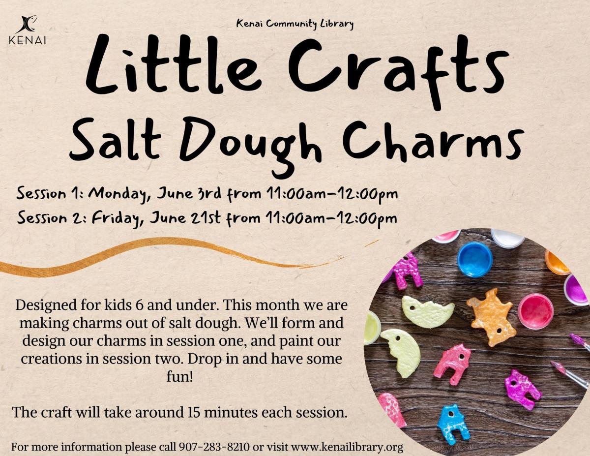 Picture of Salt Charms and the text little crafts.