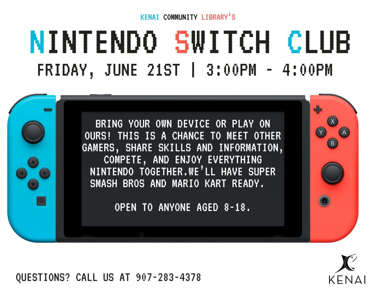 Picture of a Nintendo Switch and text stating Nintendo Switch Club