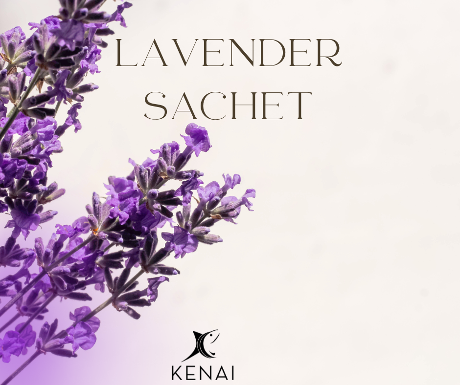 Picture of lavender with the letter Lavender Sachet and the City of Kenai Logo