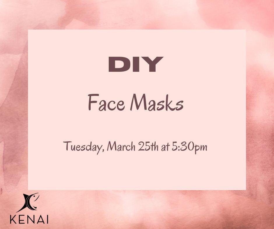 Pink back ground with the words DIY Face Masks and the City of Kenai logo